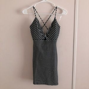 Black and white striped dress